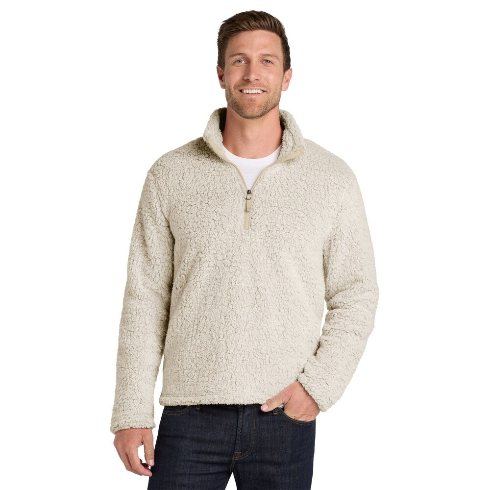 Port Authority Small Cozy Sherpa Fleece 1/4 Zip Sweater Heather Oatmeal Pullover